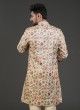 Readymade Embroidered Golden Cream Kurta Pajama